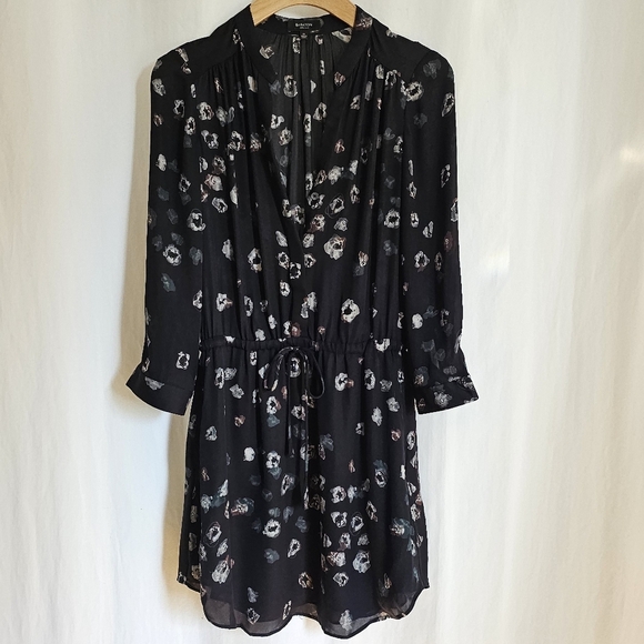 🇨🇦 Aritzia Babaton Long Sleeve Silk Bennett Dress - Black & Pattern - Picture 4 of 16